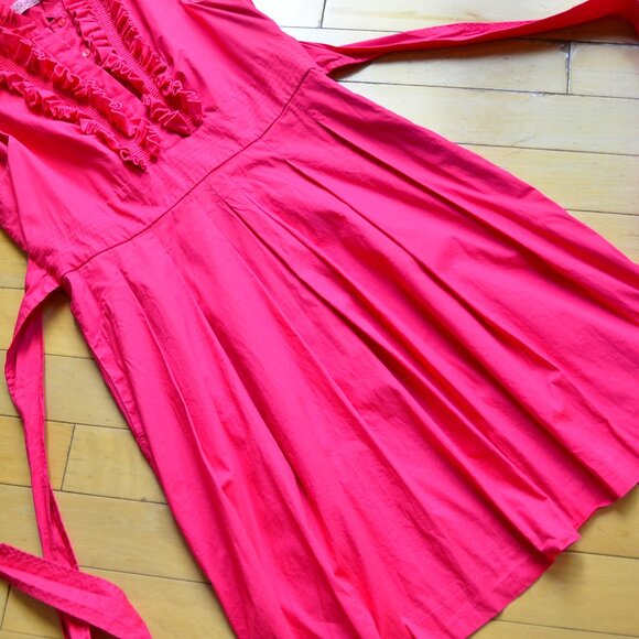 ELIZA J New York Size 14 Ruffle Chest Shift Dress Party Evening Wear Tie Waist - Picture 4 of 13